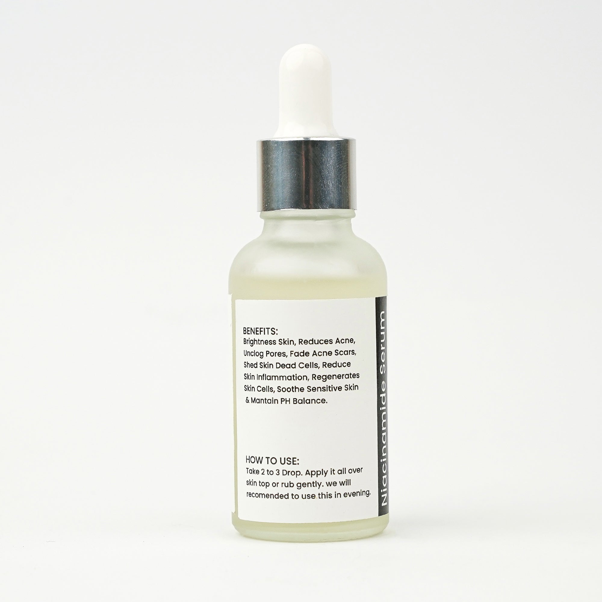Before and after results using Niacinamide Serum for acne scars and bright skin