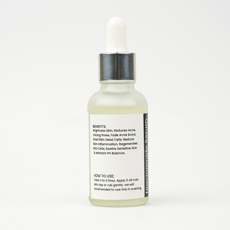 Before and after results using Niacinamide Serum for acne scars and bright skin