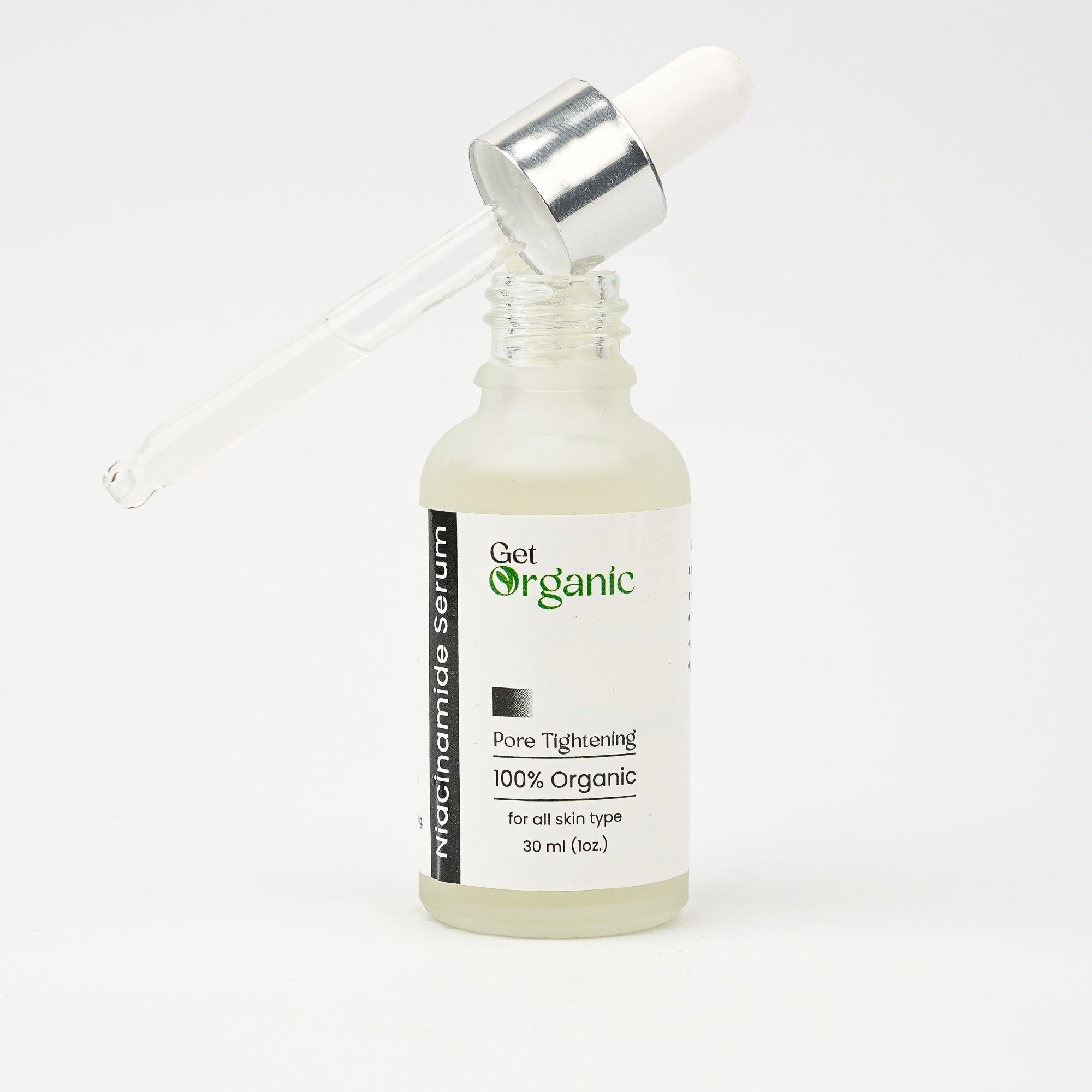 Niacinamide serum dropper showing lightweight texture for acne-prone skin